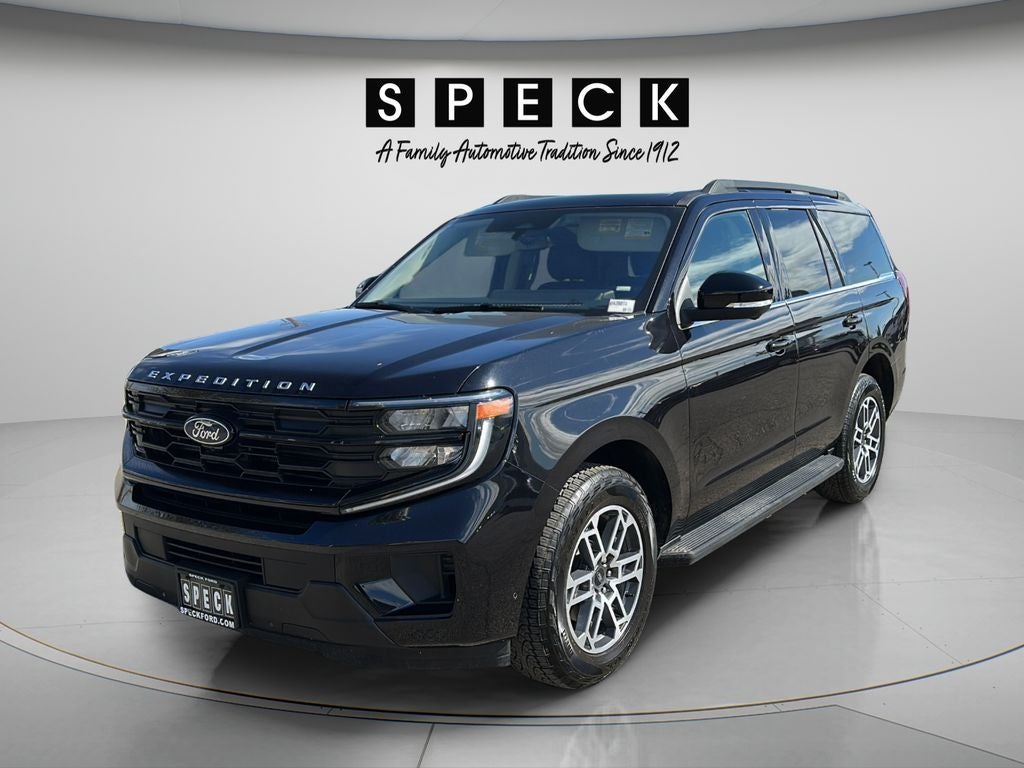 2025 Ford Expedition Active in Agate Black Metallic — front three-quarter view