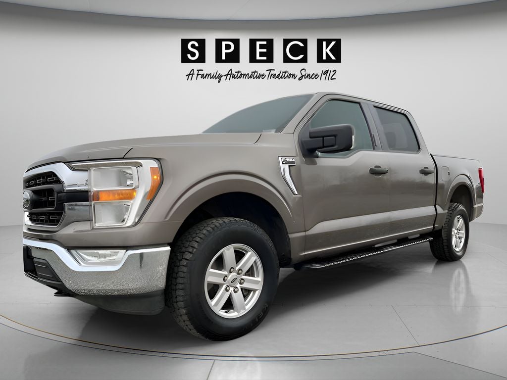 2021 Ford F-150 XLT in Stone Gray Metallic — front three-quarter view