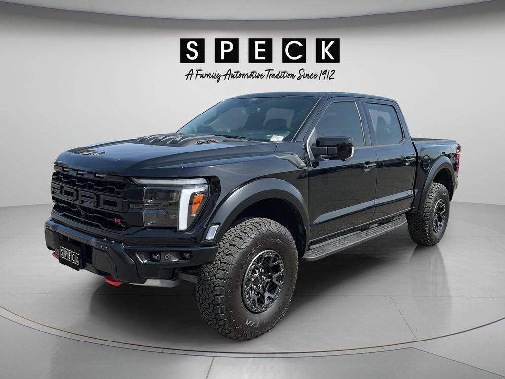 2025 Ford F-150 Raptor in Agate Black Metallic — front three-quarter view