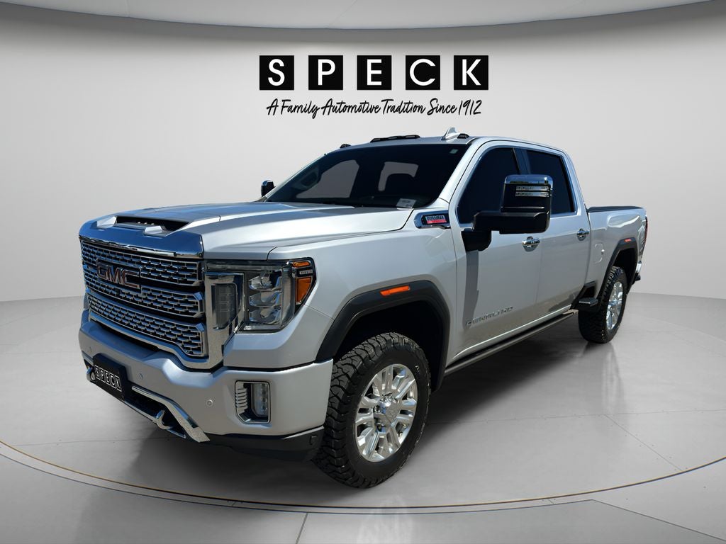2021 GMC Sierra Denali in Quicksilver Metallic — front three-quarter view