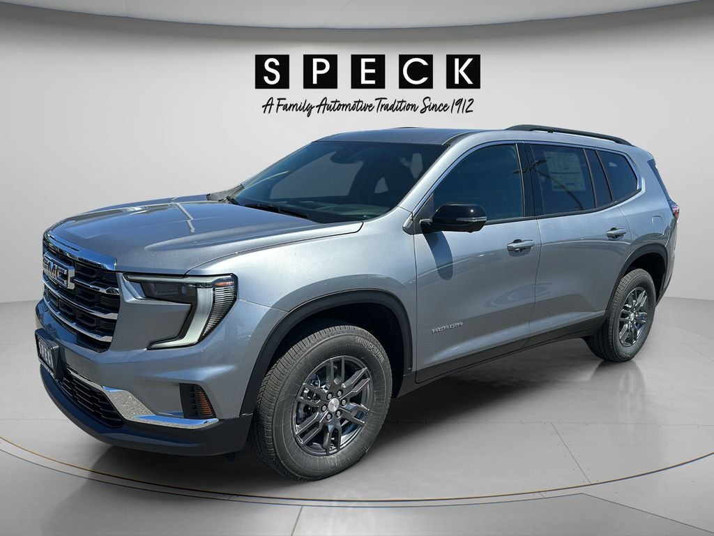 2026 GMC Acadia Elevation in Sterling Metallic — front three-quarter view