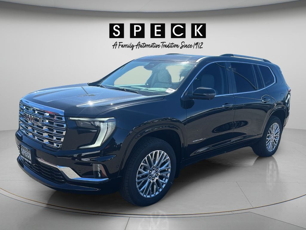 2026 GMC Acadia Denali in Ebony Twilight Metallic — front three-quarter view