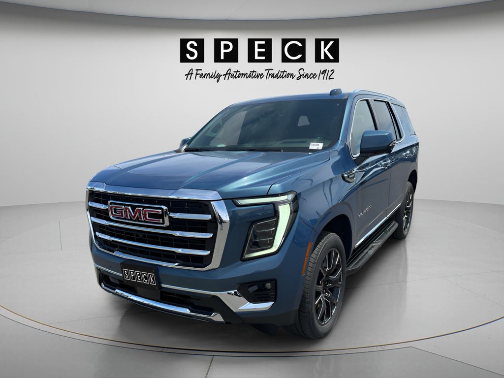 2026 GMC Yukon Elevation in Downpour Metallic — front three-quarter view