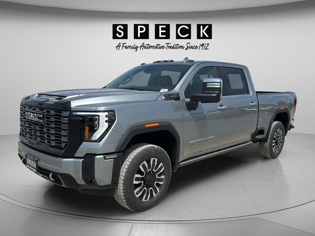 2026 GMC Sierra 2500 HD Denali Ultimate in Sterling Metallic — front three-quarter view