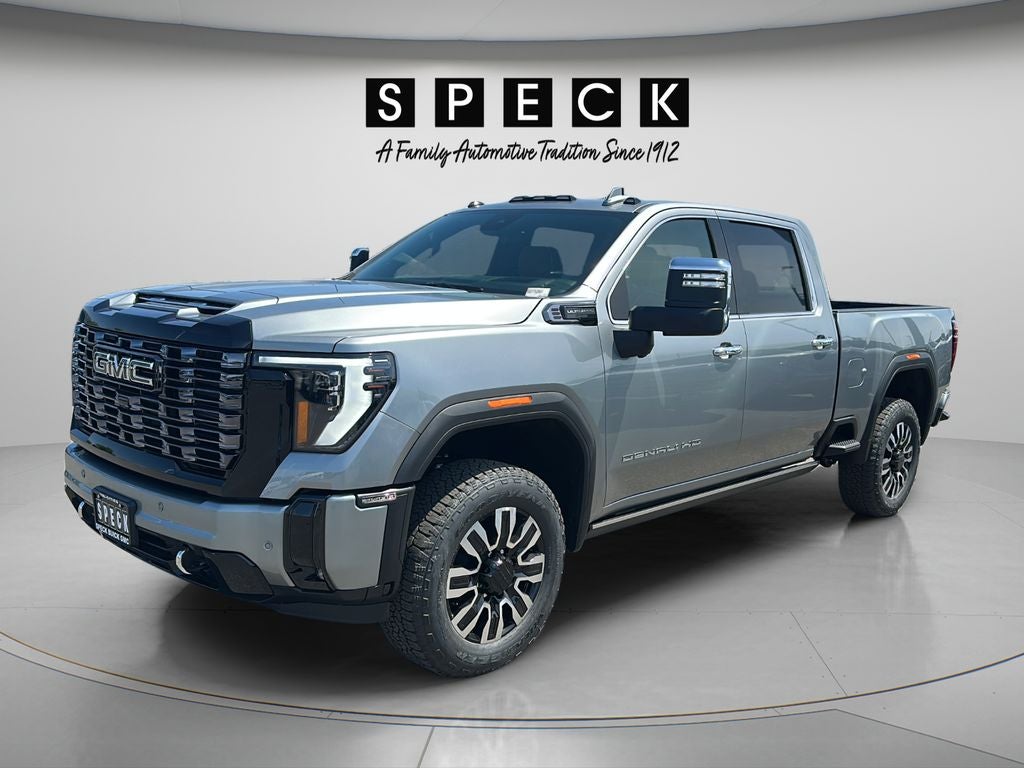 2026 GMC Sierra 3500 HD Denali Ultimate in Sterling Metallic — front three-quarter view