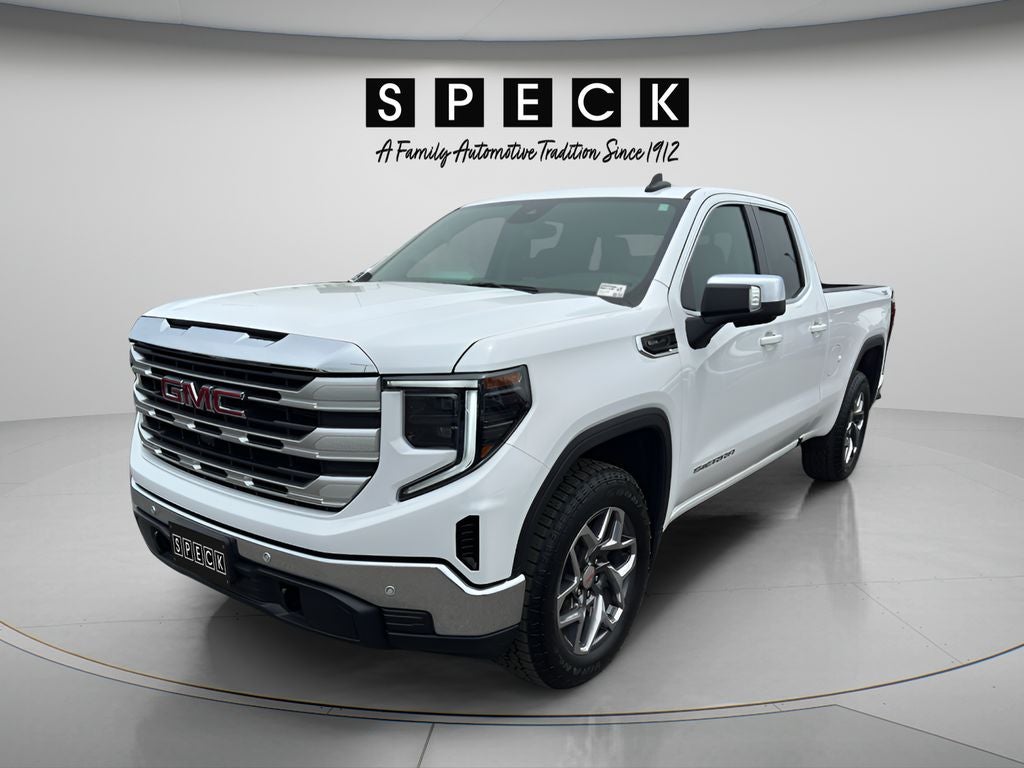 2026 GMC Sierra 1500 SLE in Summit White — front three-quarter view
