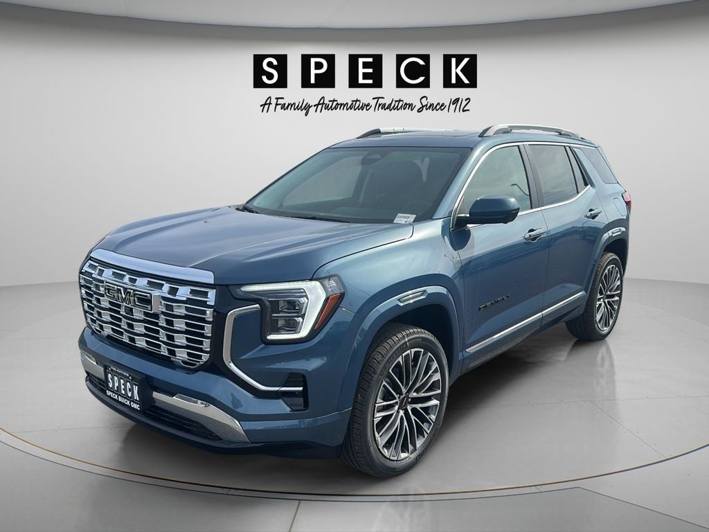 2026 GMC Terrain Denali in Downpour Metallic — front three-quarter view