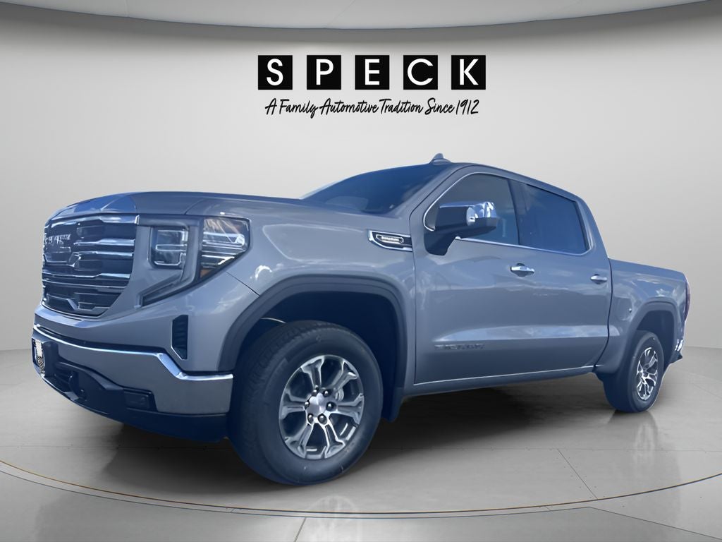 2026 GMC Sierra 1500 SLT in Sterling Metallic — front three-quarter view
