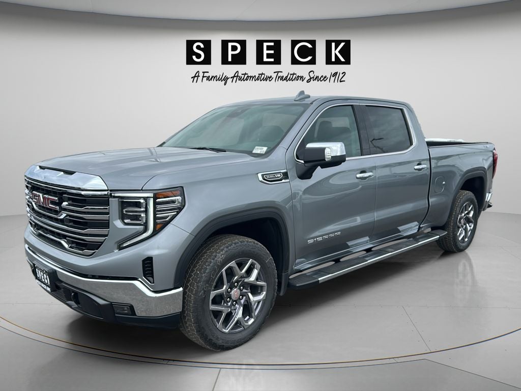 2026 GMC Sierra 1500 SLT in Sterling Metallic — front three-quarter view