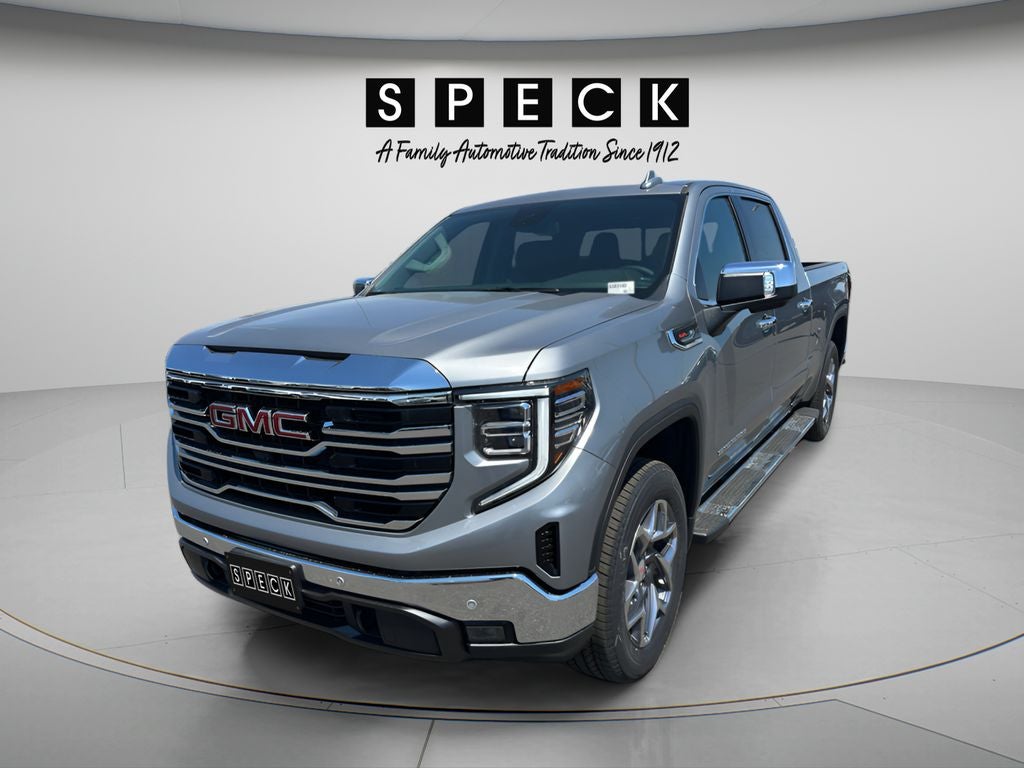 2026 GMC Sierra 1500 SLT in Sterling Metallic — front three-quarter view