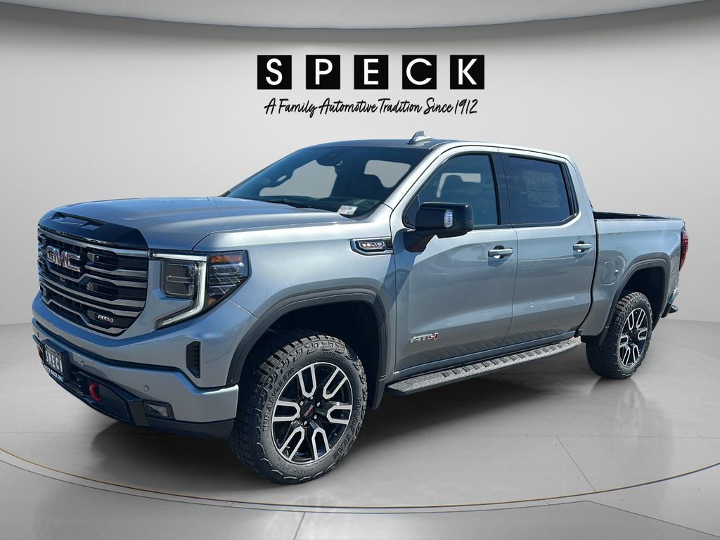 2026 GMC Sierra 1500 AT4 in Sterling Metallic — front three-quarter view