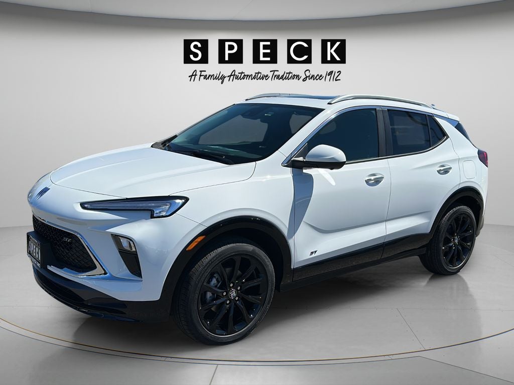 2026 Buick Encore GX Sport Touring in Summit White — front three-quarter view
