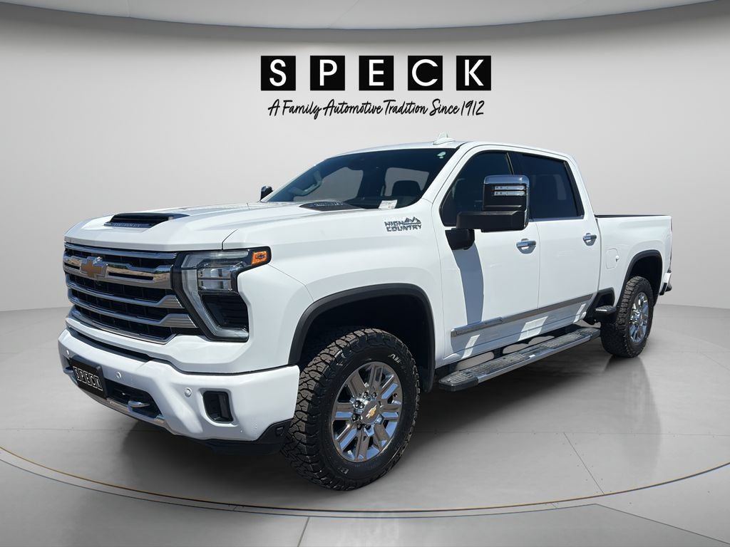 2024 Chevrolet Silverado 3500HD 4WD Crew Cab Standard Bed High Country in Summit White — front three-quarter view