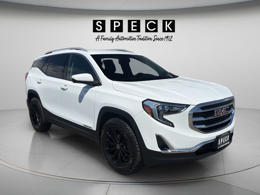 2020 GMC Terrain AWD SLT in Summit White — front three-quarter view
