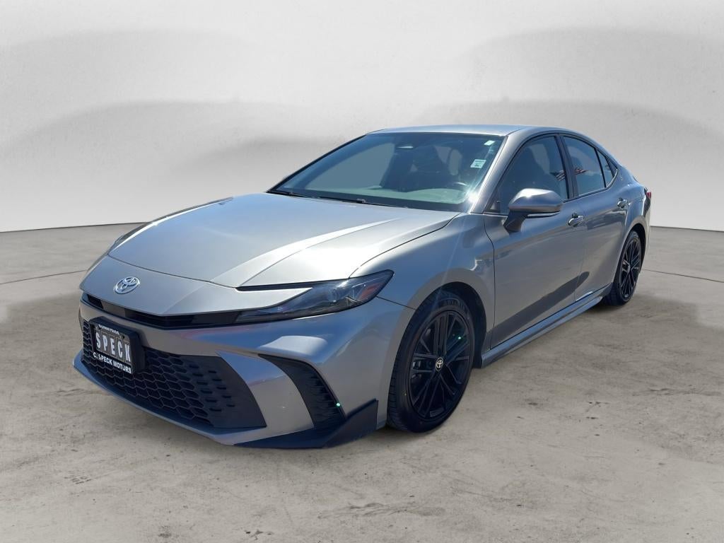 2025 Toyota Camry LE in Heavy Metal — front three-quarter view