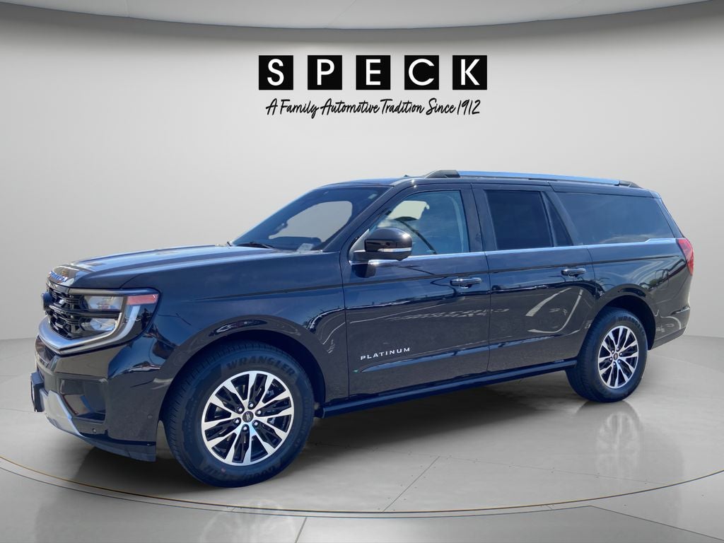 2025 Ford Expedition MAX Platinum in Agate Black Metallic — front three-quarter view